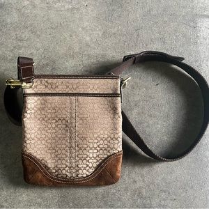Vintage Coach Cross Body.  Brown signature C’s w brown suede.